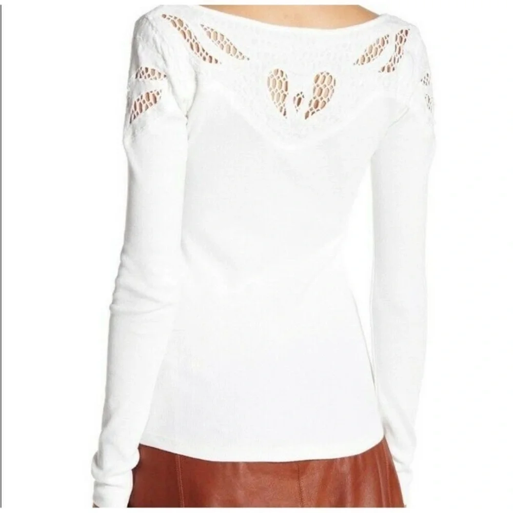 Free People With Love Detail Embroidered Top Sz M